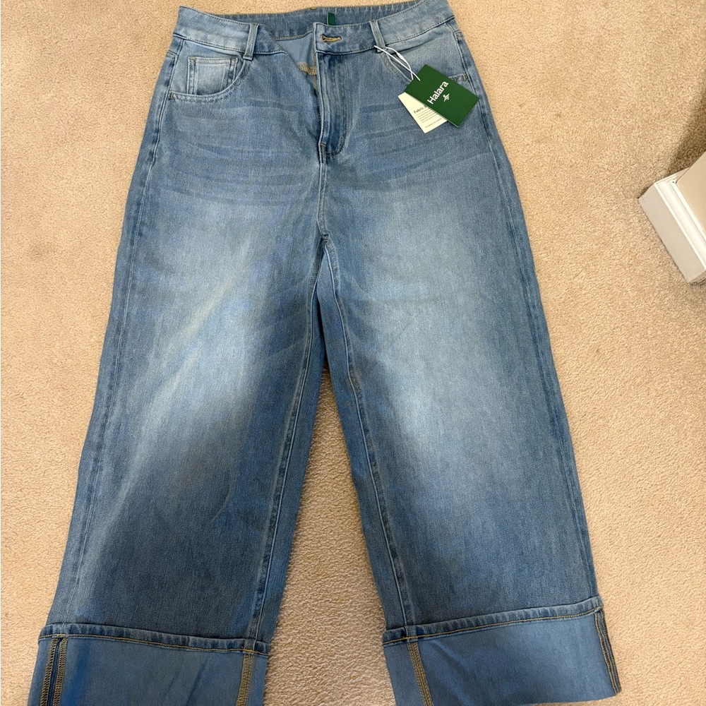 Wide-Leg Blue Jeans
